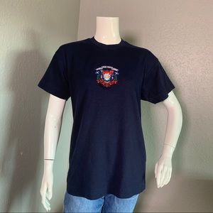 Vtg 90s Escada Sport Crest Navy Thick Tee S